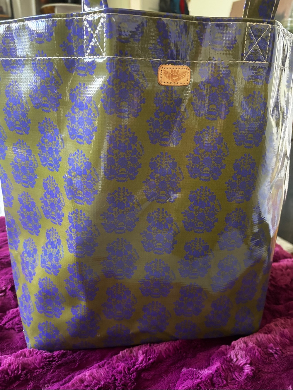 Consuela grab and go Olive Green and Blue Patterned Women’s Tote Bag